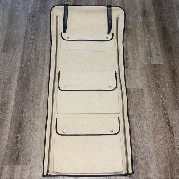 Vintage 70s Hermès Paris Travel Garment Leather & Canvas Bag Designer Luxury - Picture 3 of 14